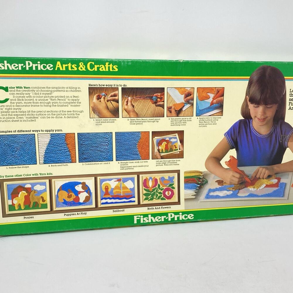 Vintage 1980's Fisher Price Color With Yarn Craft Kit Ponies #751 Hobbies Crafts - Picture 7 of 14